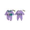 thumbnail image 2 of BemeyourBBs Newborn Baby Girl Mardi Gras Outfit Footed Romper Spring Fall Winter Carnival Clothes They Found Me In A King Cake Long Sleeve Ruffle Collar Letter Footied Embroidery Jumpsuit Headband, 2 of 9