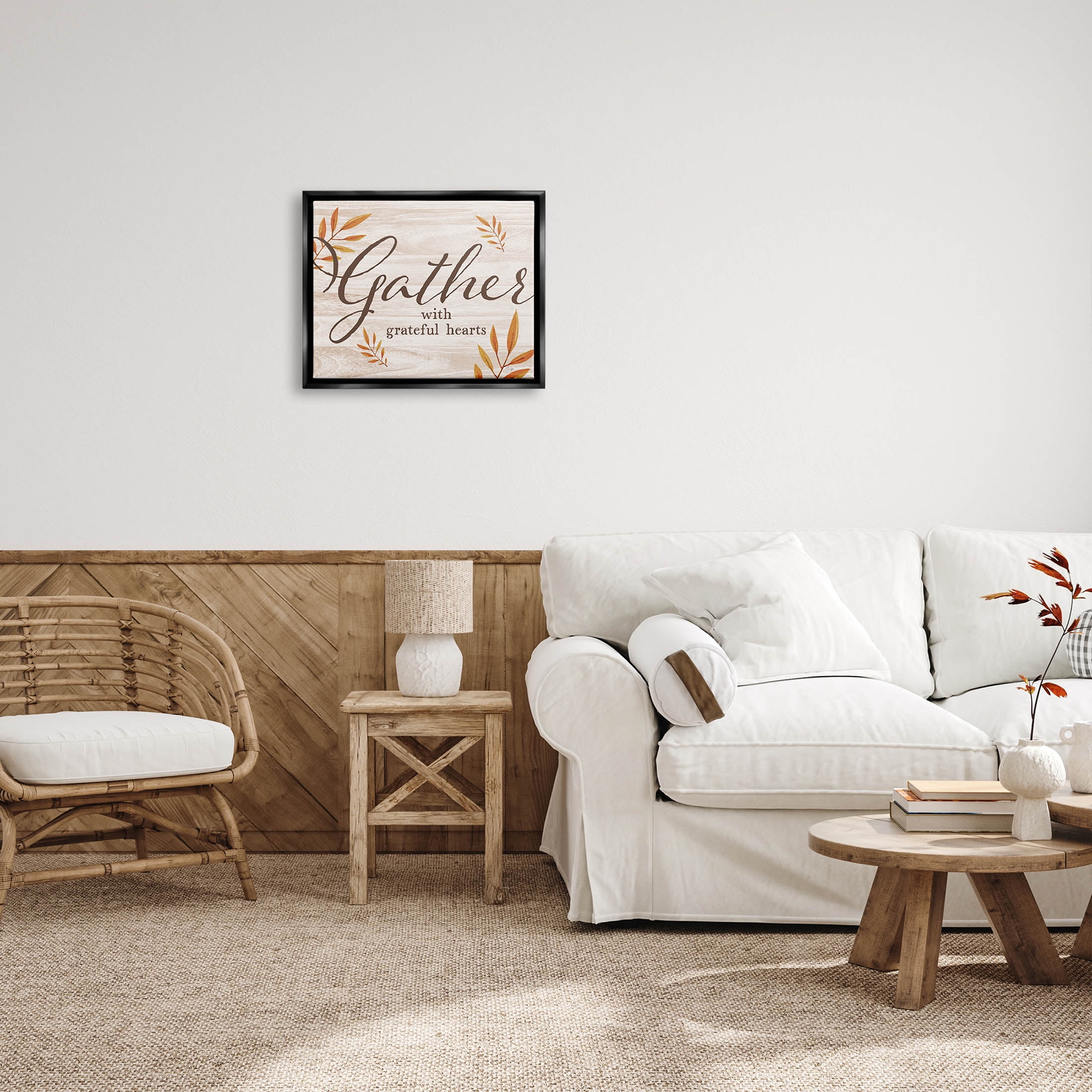 Gather With Grateful Hearts Botanicals Botanical & Floral Graphic Art Jet Black Framed Art Print Wall Art