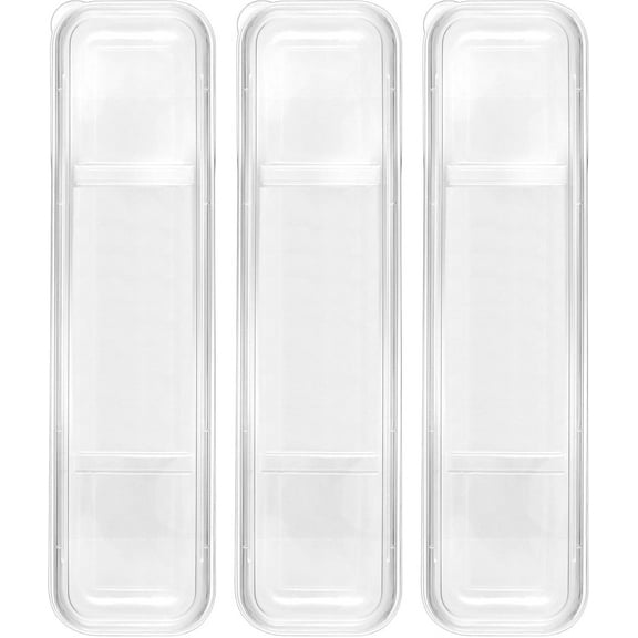 LUU-3pcs Utensil Organizer with Lid, Portable 8in Covered Cutlery Holder, Plastic Spoons Forks Chopstick Flatware Storage Box for Camper Picnic Travel- Clear_SAI