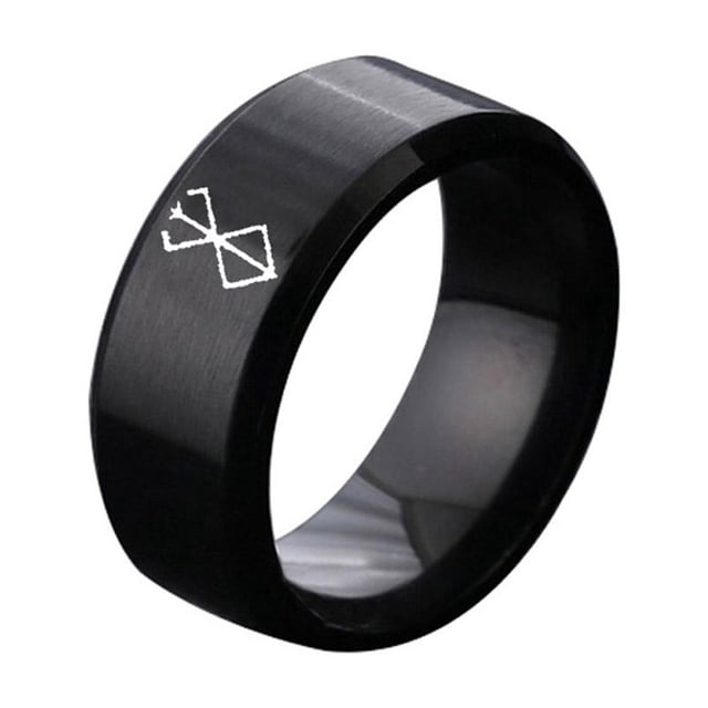 Anillo grabado a láser con el logotipo de Berserk, una nueva película y anime europea y americana.