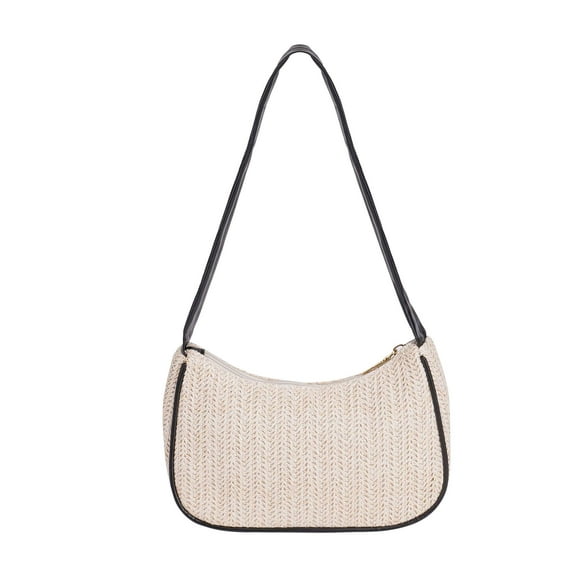 Spencer Shoulder Bags for Women, Straw Hobo Tote Handbag Mini Clutch Purse with Zipper Closure, Women's Woven Retro Shoulder Bag