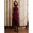 thumbnail image 6 of Elegant Red Halter Neck High-Low Maxi Dress With Draped Detail For Formal Evening Wear, 6 of 7