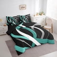 thumbnail image 3 of Homewish Teal Grey Stripes Lines Twin Bedding Sets 7-Piece for Female Men Adults,Vintage Aesthetic Bedding Comforter Set Microfiber,Geometric Theme Breathable Sheet Sets,Luxury Bedroom Decor, 3 of 8