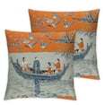 thumbnail image 2 of YANMS Traditional Pattern Orange Throw Pillow Covers - Home Decor, Bedroom Bed Outdoor Couch Sofa Pillow Covers,2 pcs() White, 2 of 6