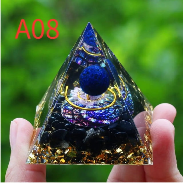 Pirámide de orgón de cristal, generador de energía, amatista natural, peridoto, herramienta de meditación para chakras, reiki, decoración de habitación, regalos de Navidad.