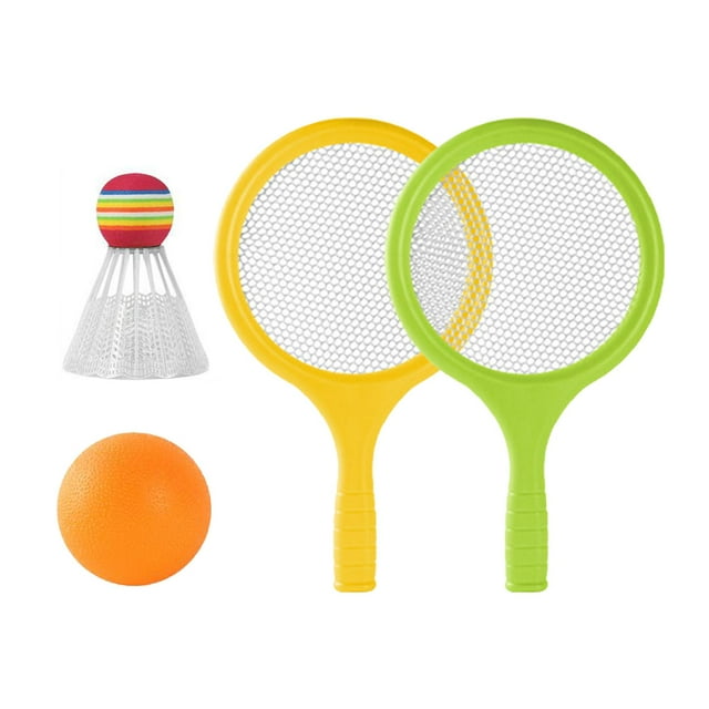Juego de tenis de bádminton para niños, raqueta de bádminton con pelota y volante de bádminton, raqueta de tenis para niños para mujeres, hombres, niñ Amarillo verde DYNWAVEMX Raquetas de bádminton