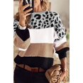 thumbnail image 3 of Women's Sweaters Casual Long Sleeve Crewneck Color Block Patchwork Pullover Knit Sweater Tops, 3 of 5