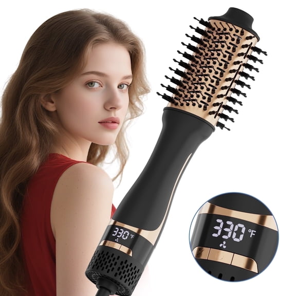 SKIMI Hair Dryer Brush, Hot Air Brush Digital Display, Blowout Brush Ceramic Barrel, Heated Brush