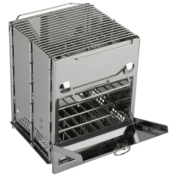 Wakeman Outdoors Stainless Steel Wood Burning Rocket Stove, Portable Camping Grill for Beach, Picnic, or Backpacking