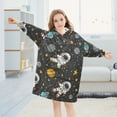 thumbnail image 5 of Dailycode Wearable Blanket Hoodie Oversized Sherpa Flannel Blankets with Pocket for 3-14 Year Old Cartoon Astronauts Stars Asteroids, 5 of 7