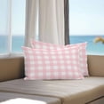 thumbnail image 3 of Lumbar Pillow Covers 20x12 Inch Set of 2, Pink Buffalo Plaid Waterproof Outdoor Pillow Covers, Farmhouse Pink White Checkered Decorative Cushion Pillowcases for Couch, Sofa, Bed, Garden, Patio, 3 of 9