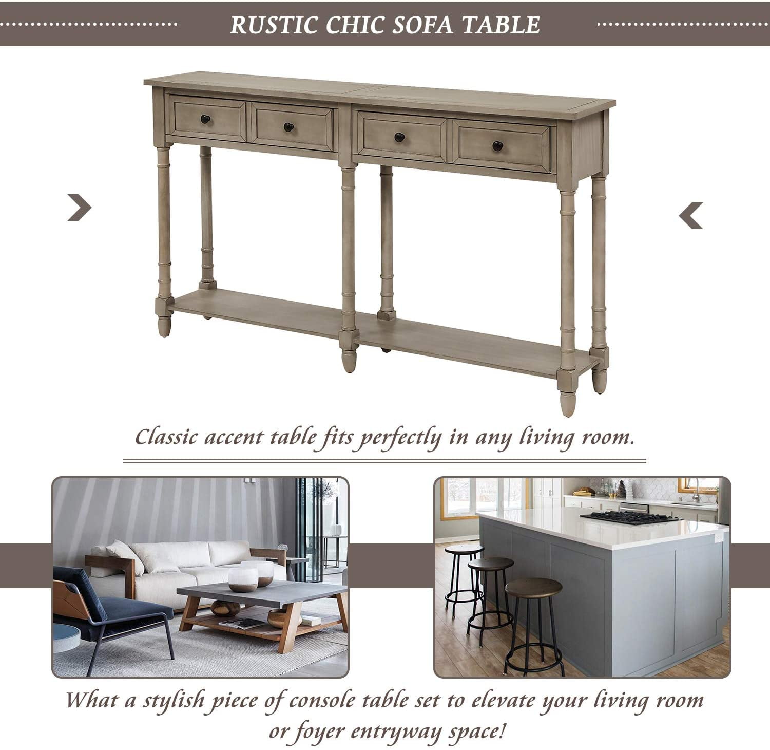 Harper & Bright Designs Retro Console Table Sofa Table for Entryway with Drawers and Shelf Living Room Table