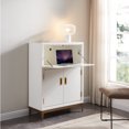 thumbnail image 3 of Design House Leick Home Drop Lid Hideaway Desk in White and Gold, 3 of 14