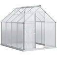 thumbnail image 2 of Outsunny 8' x 6' Aluminum Outdoor Greenhouse, Polycarbonate Walk-in Garden Greenhouse Kit with Adjustable Roof Vent, Rain Gutter and Sliding Door for Winter, Silver, 2 of 15