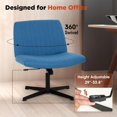 thumbnail image 4 of HYJY Criss Cross Chair Armless Office Chair No Wheels Modern Swivel Height Adjustable Ergonomic Desk Chair with Wide Seat Computer Task Vanity Chair for Home Office,Blue, 4 of 13