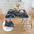 thumbnail image 2 of nygtbtfer Cute Dinosaur Cartoon Square Fitted Tablecloth with Elastic Edge Wipeable Table Cover Stain-Resistan Oil-Proof Washable Table Cloth for Indoor Outdoor  white, 2 of 8