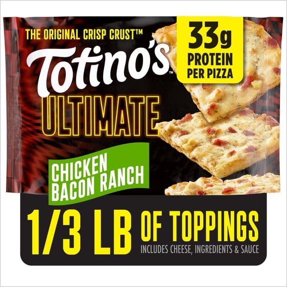 Totino's Ultimate Pizza, Chicken Bacon Ranch, Thin Crust, 33g Protein, 11.06 oz (Frozen)