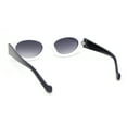 thumbnail image 4 of Womens Jewel Rhinestone Oval Glitter Concave Mid Temple Sunglasses White Black - Smoke, 4 of 4