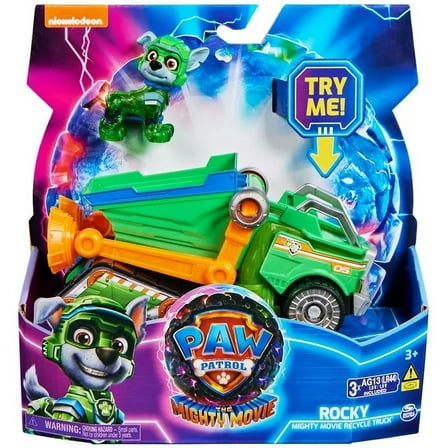 Paw Patrol Rocky's Mighty Movie Play Vehicles with Lights, Multicolor