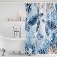 thumbnail image 4 of Blue Beach Coastal Waterproof Fabric Shower Curtain,Coral Nautical Sea Turtle Waterproof Fabric Shower Curtain for Bathroom Curtains Bathtubs Hotel Shower Curtains with 12 Hooks Small 36x72in, 4 of 8