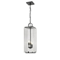 3 Light Outdoor Chain Mount Pendant In Contemporary Style-24.25 Inches Tall And 8 Inches Wide-Black Finish-Seedy Glass Color Z-Lite 592Chb-Bk