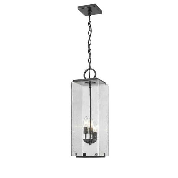 3 Light Outdoor Chain Mount Pendant In Contemporary Style-24.25 Inches Tall And 8 Inches Wide-Black Finish-Seedy Glass Color Z-Lite 592Chb-Bk