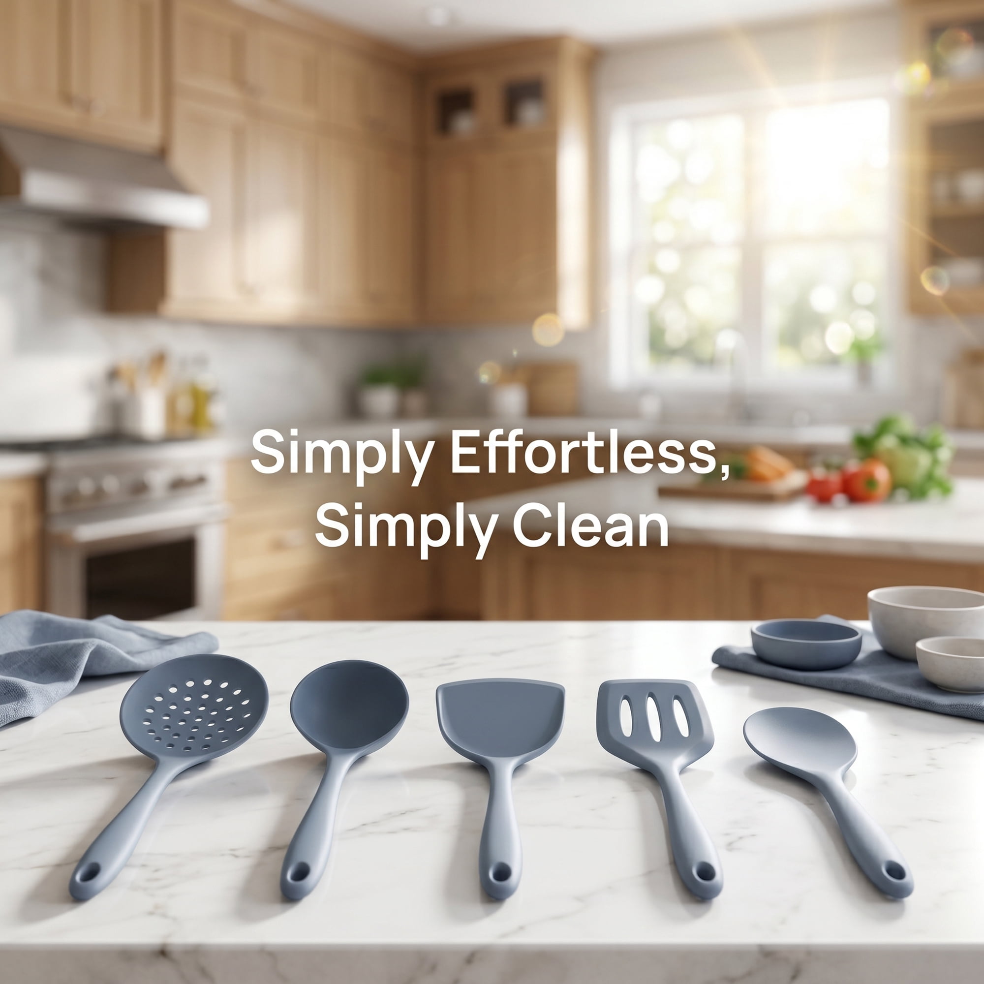 Unique Bargains 5 Pcs Silicone Essential Kitchen Cooking Utensil Set Light Gray