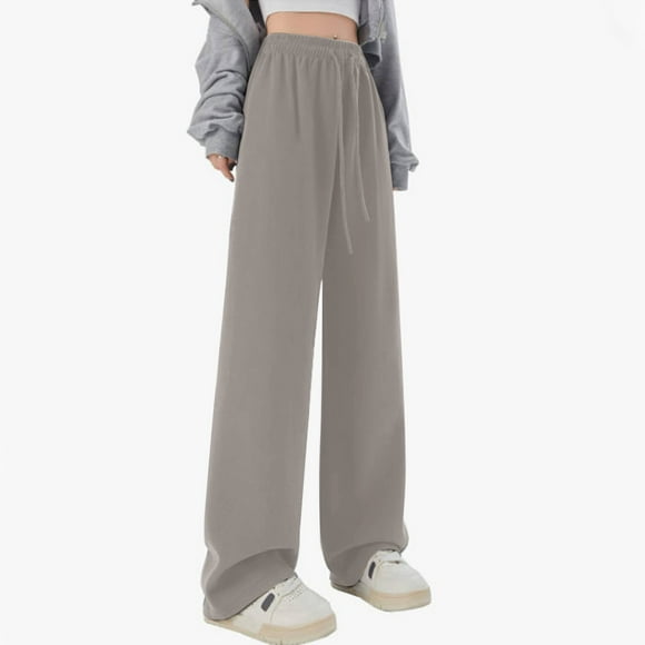 Pants for Girls Trendy Girls Loose Fit Leisure Pants All Seasons Solid Wide Leg Breathable Trousers Toddler Pants Khaki 10 Years-11 Years