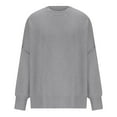 thumbnail image 5 of Duoif Sweaters for Women Trendy Women's Round Neck Batwing Sleeve Oversized Side Slit Ribbed Pullover Sweater Top Women's Sweaters Womens Tops Grey XL, 5 of 6