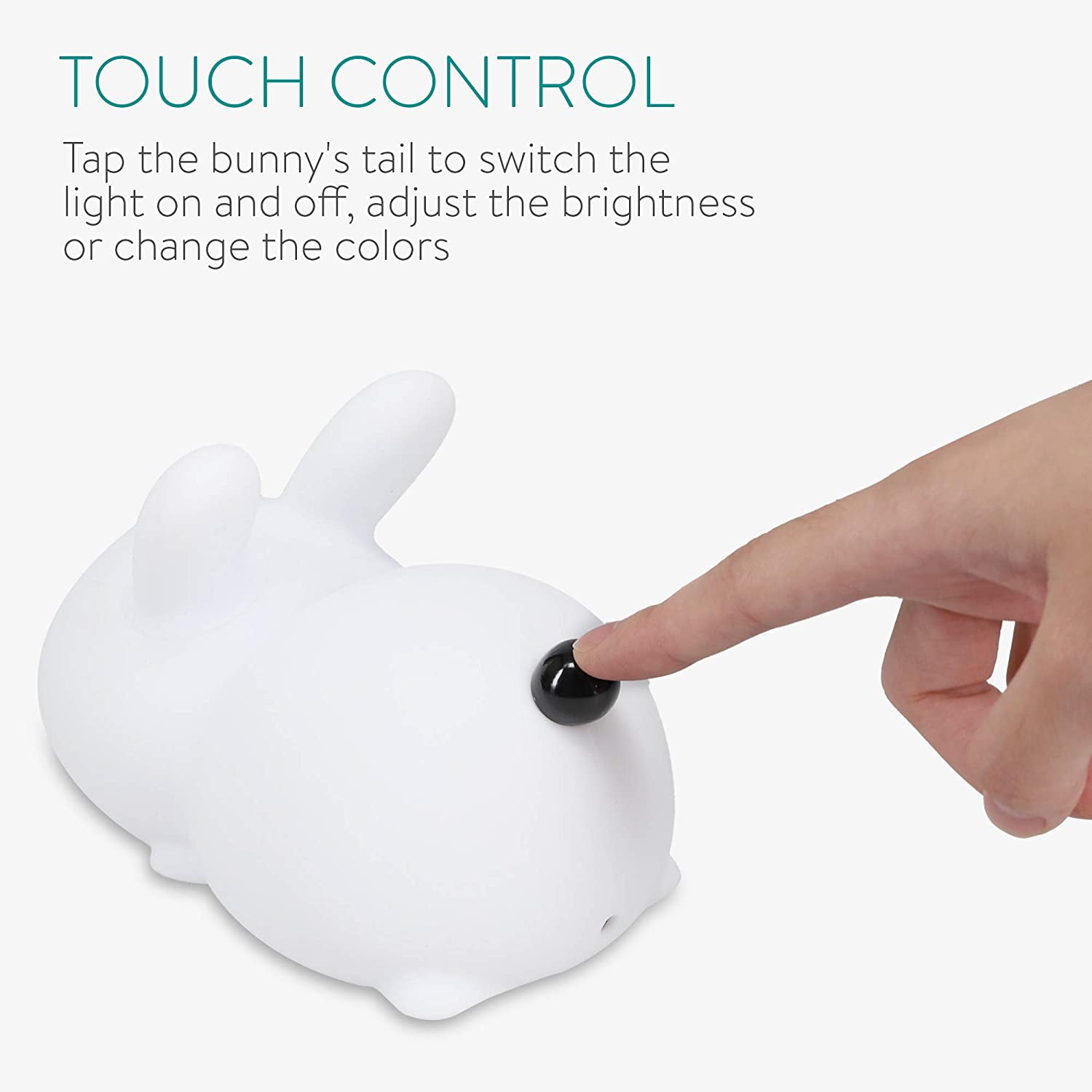 Rechargeable rabbit LED night light - Portable silicone LED lamp with dimmer and color change - Baby child bedroom night light