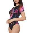 thumbnail image 3 of Picia Glowing Leaf Bird Womens One Piece Swimsuits Modest Tummy Control Bathing Suits Lace Up Slimming Swim Suit-Small, 3 of 9
