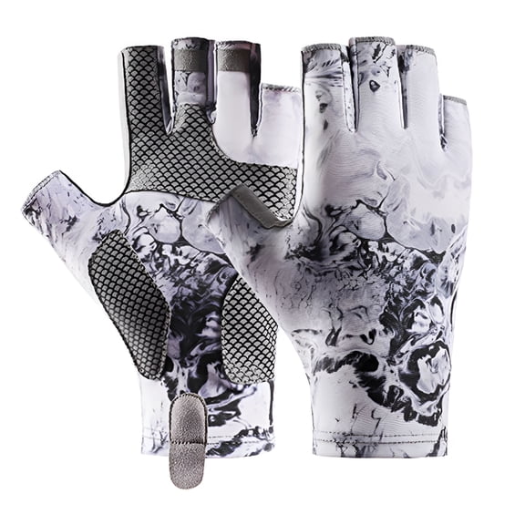 TELOLY 1Pair Breathable Fishing Gloves UPF50  Sun Gloves UV Fingerless Gloves for Men Women Outdoor Canoeing Hunting