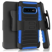 Samsung Galaxy S10 5G Phone Case, Dual Layers [Combo Holster] And Built-In Kickstand Bundled with Hybird Shockproof-Blue