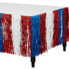 Patriotic Red, White & Blue Fringe Table Skirt