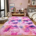 thumbnail image 2 of Socofuz 6x9ft Rainbow Fluffy Rug, Cute Colourful Tie Dye Princess Carpet for Girls Bedroom Playroom Nursery Living Room Home Decor, 2 of 8