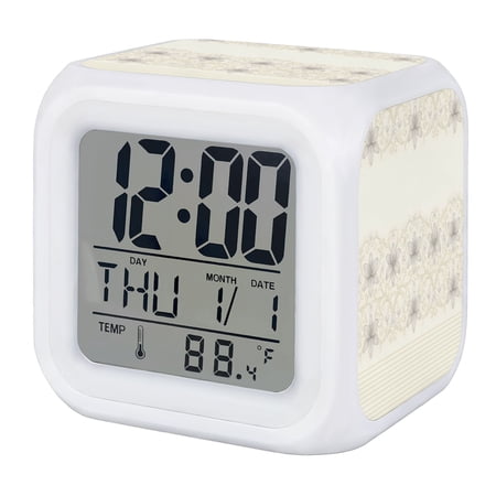 Vintage Flowers Digital Alarm Clock for Bedrooms, Smart LED Alarm Clock with 7 Color Changing Night photo Vintage Flowers Digital Alarm Clock for Bedrooms, Smart LED Alarm Clock with 7 Color Changing Night