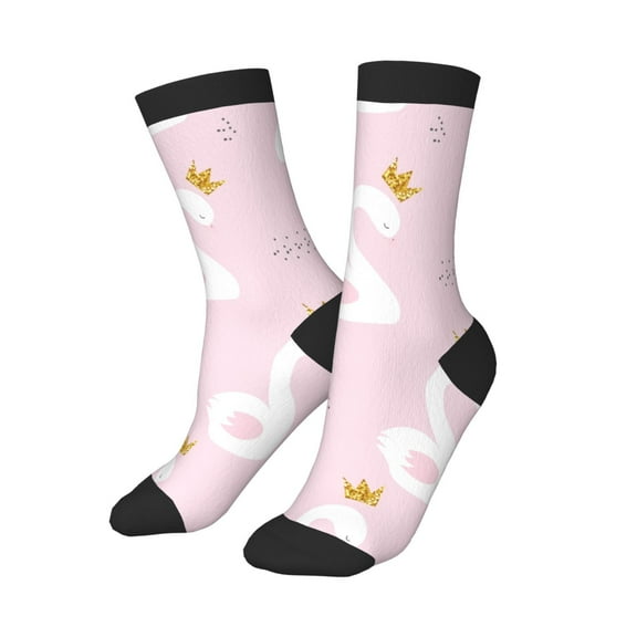 Kids Boys Girls Socks Fun Novelty Toddler Socks Funny Crew Children Teenage Soccer Socks Swan Princess Golden Glitter Crown