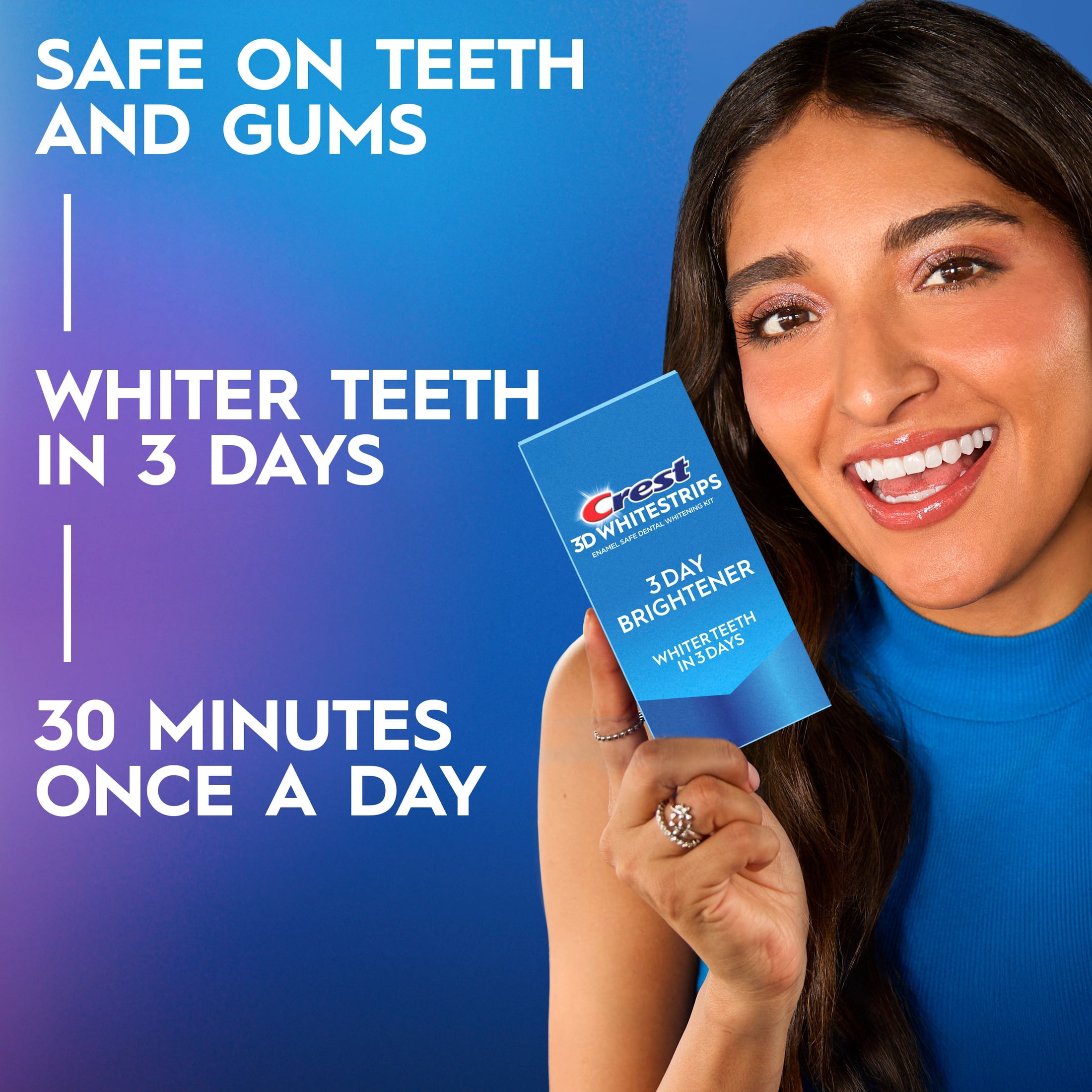 Crest 3DWhitestrips at Home Teeth Whitening, 3 Day Brightener, 3 Treatments, 6 Strips