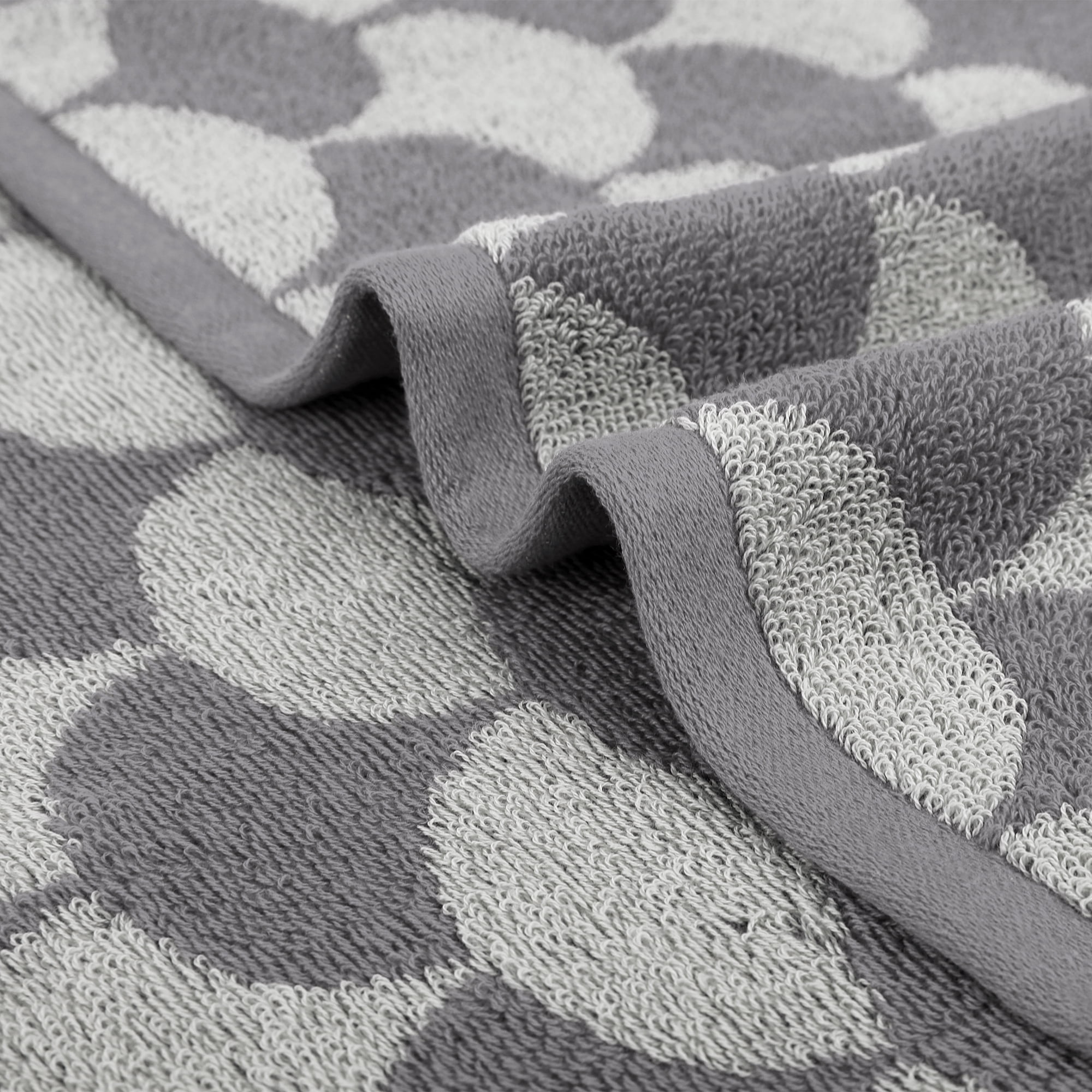 Unique Bargains 4 Pcs Bathroom Geometric Hand Towels Grey/Khaki 13" x 29"/14" x 30"