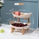 thumbnail image 3 of Frutero de madera desmontable de 3 niveles para mostrador de cocina con bandeja para servir - Duradero y estable - Material Pp creativo - Frutas fáciles de clasificar, 3 of 5