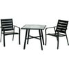 Hanover Cortino 3-Piece Commercial-Grade Bistro Set with 2 Aluminum Slat-Back Dining Chairs and a 30" Tempered-Glass Table