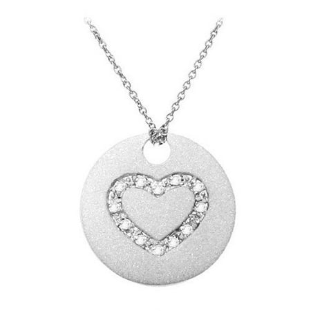 Moise Sterling Silver Encrusted Heart Accent Diamond Necklace