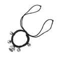 thumbnail image 3 of Collar tejido a mano con cascabel pequeño ajustable y hueco para mascotas, collar personalizado para perros, talla M, color negro, 3 of 7