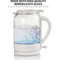 thumbnail image 4 of OVENTE Electric Hot Water Glass Kettle 1.5 Liter Borosilicate Glass with ProntoFill Technology Easy Fill Solution, Portable 1500 Watt Tea Maker Auto Shut-Off Fast Heating for Beverage, White KG516W, 4 of 12