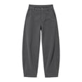 thumbnail image 5 of Oksale Corduroy Pants for Women Petite Trendy High Waisted Button Barrel Pants Loose Comfortable Khaki Pants with Pockets Fashion Outfits Gray M, 5 of 8
