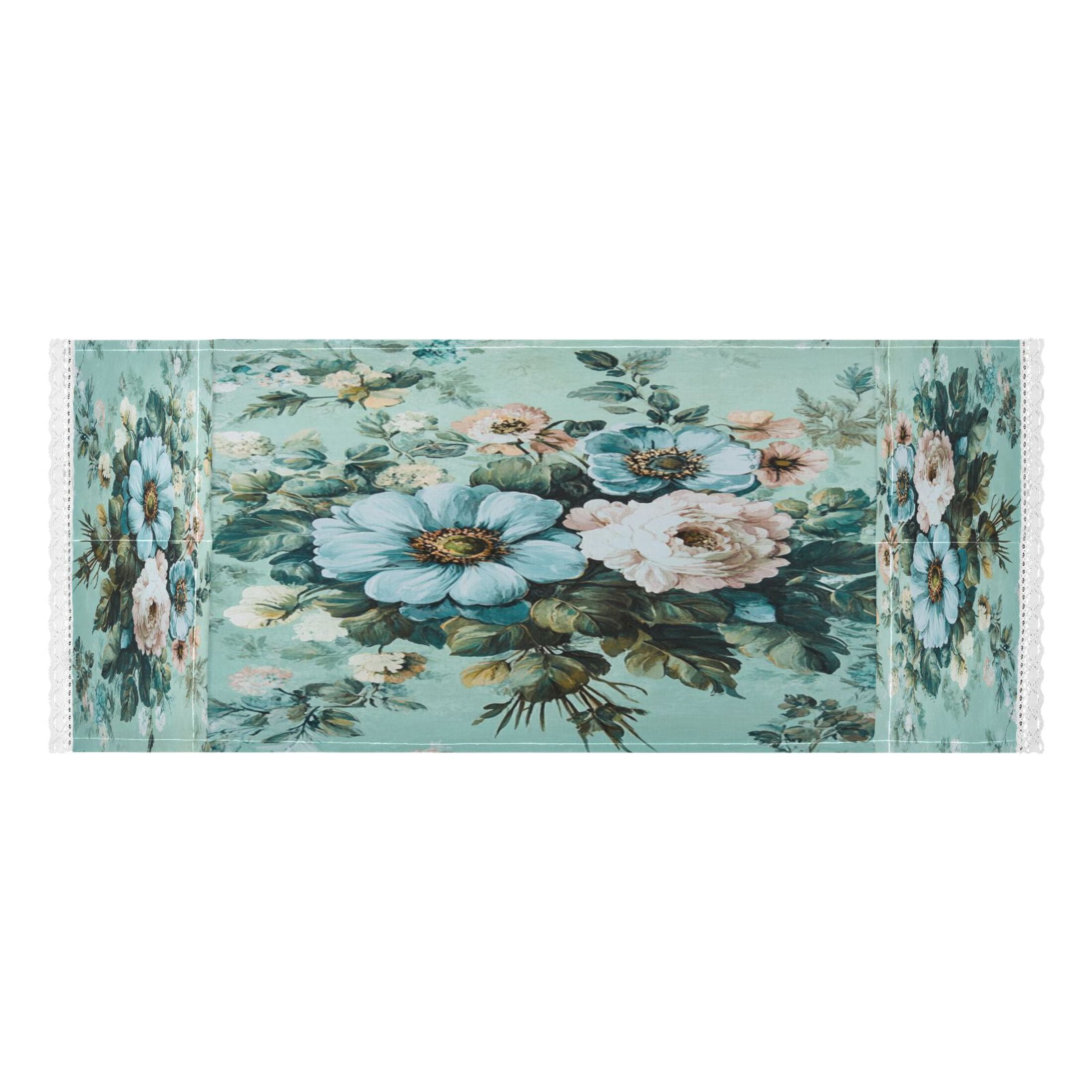 Washing Machine Cover 51.2x22in, Durable Polyester Dust Cover with Lace Trim and Side Pocket for Appliances Shabby Chic Bouquet