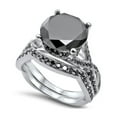 thumbnail image 2 of Rag Jewels 925 Sterling Silver 3.10 Ct Round Cut Black Diamond Wedding Engagement Bridal Ring Set 14K White Gold Plated For Women's -6.5, 2 of 5