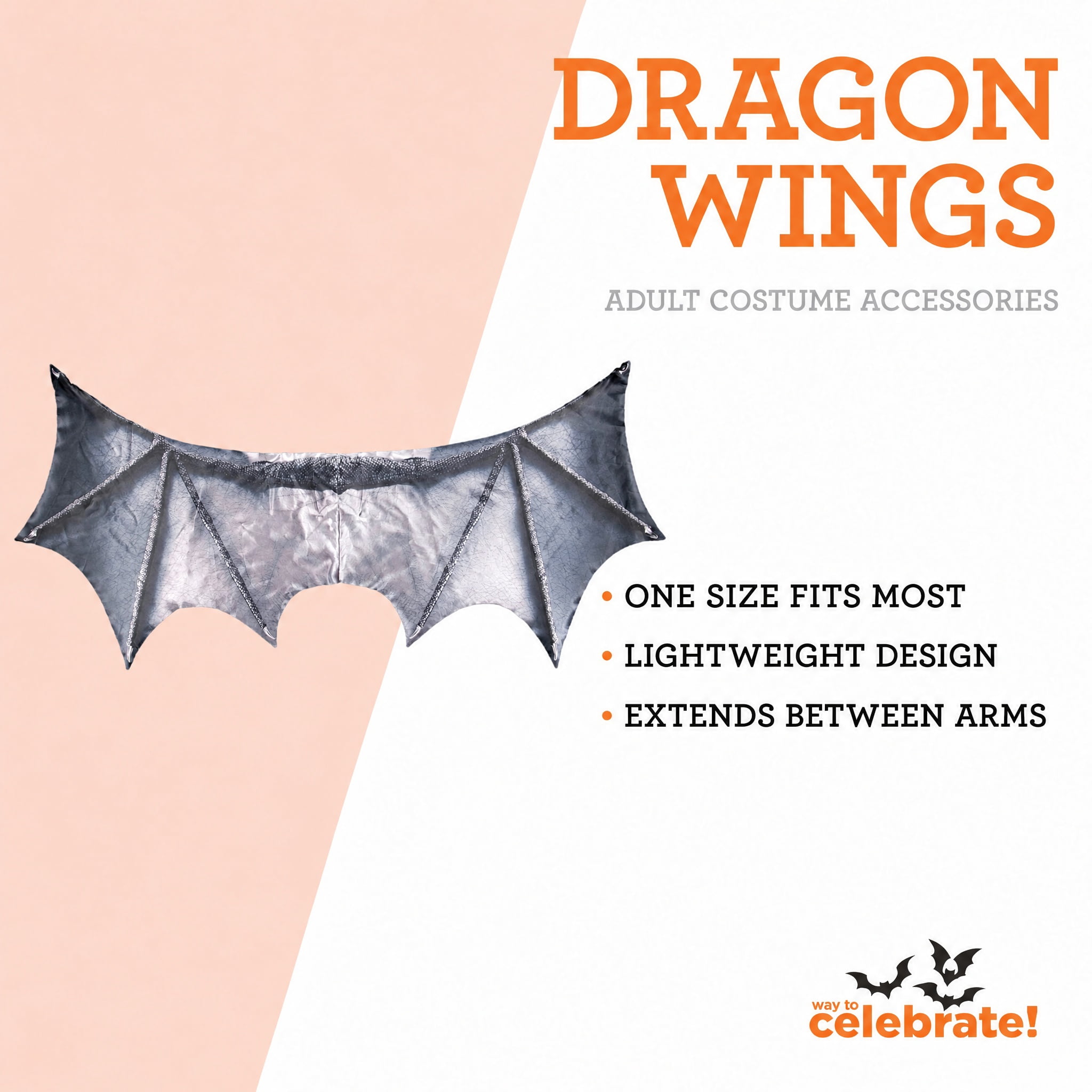 Dragon Wings Costume Accessory for Adults, Black, Halloween by Way To Celebrate