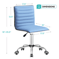 thumbnail image 2 of Furmax Leather Swivel Office Chair - Mid Back Vanity Chair for Makeup Desk, Armless Ribbed Task Chair with Ergonomic Support (Light Blue), 2 of 7