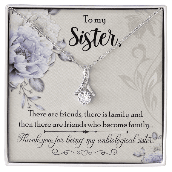 To My Sister Thank You My Unbiological Sister Alluring Ribbon Necklace Message Card